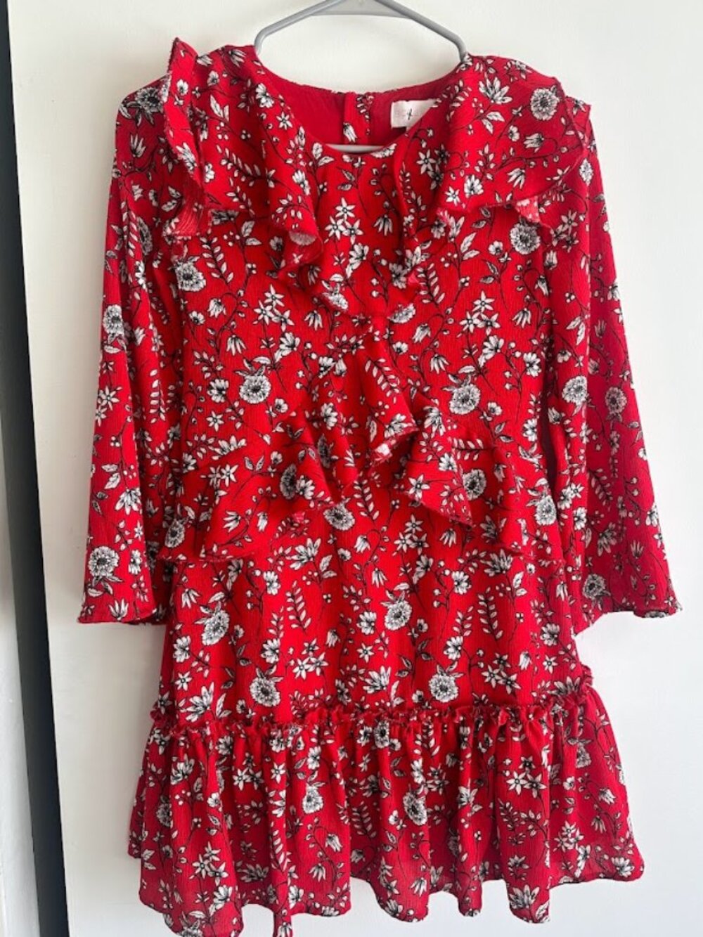 BCBG Girls 8 Red Black Paisley Dress